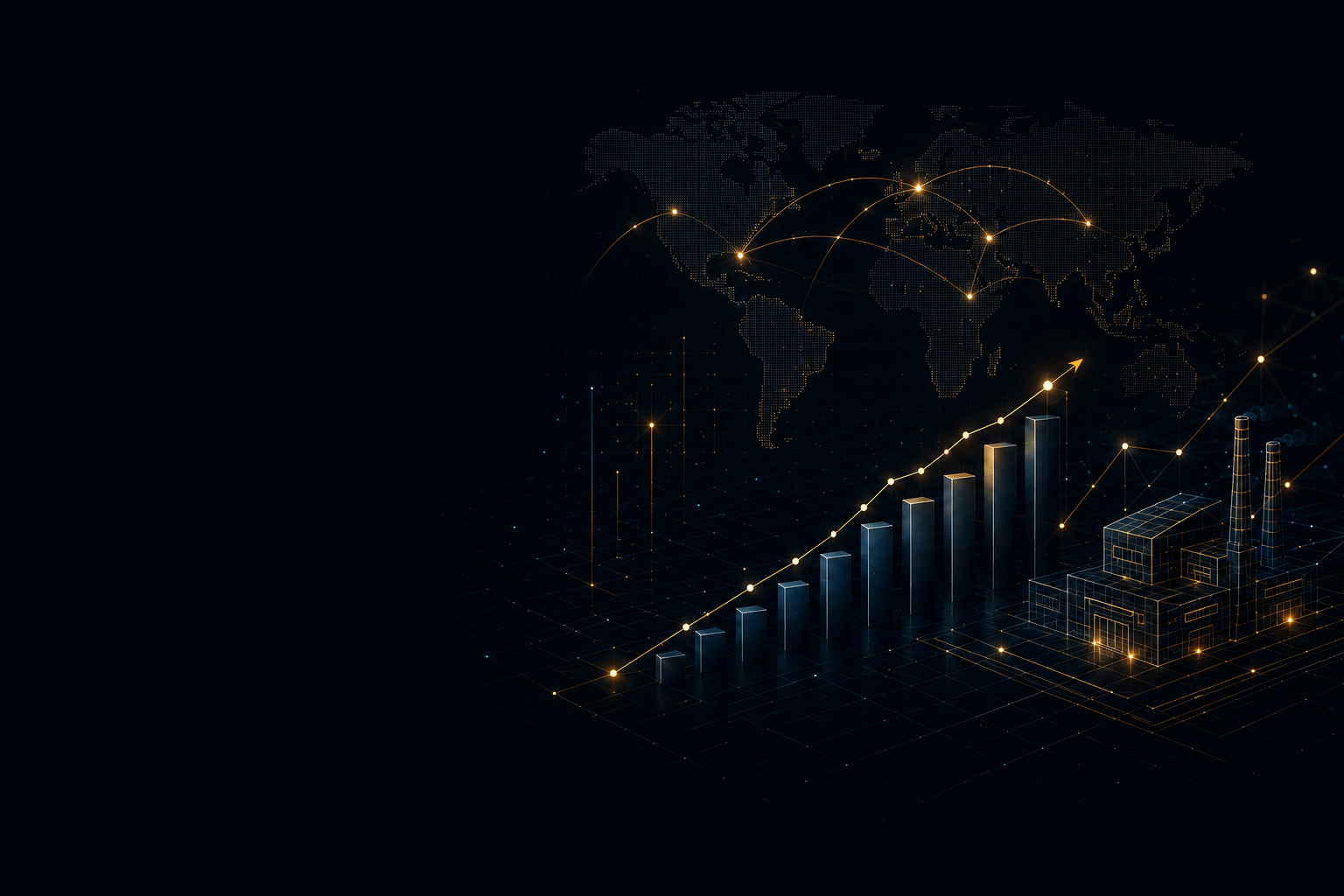 Rising freight-cost forecast, factory and global trade routes visualisation