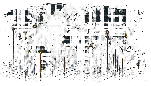 Global data sources across a dotted world map